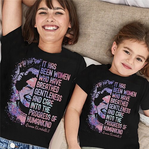 

Mommy and Me T shirt Tops Letter Street Print Black Short Sleeve 3D Print Active Matching Outfits / Spring / Summer / Casual
