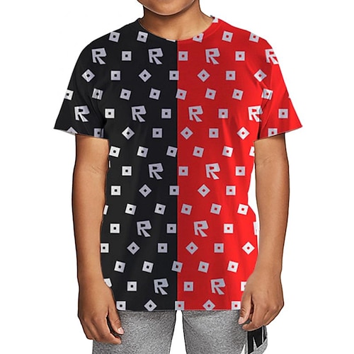 

Kids Boys T shirt Graphic Outdoor 3D Print Short Sleeve Crewneck Streetwear 4-12 Years Winter Colorblock