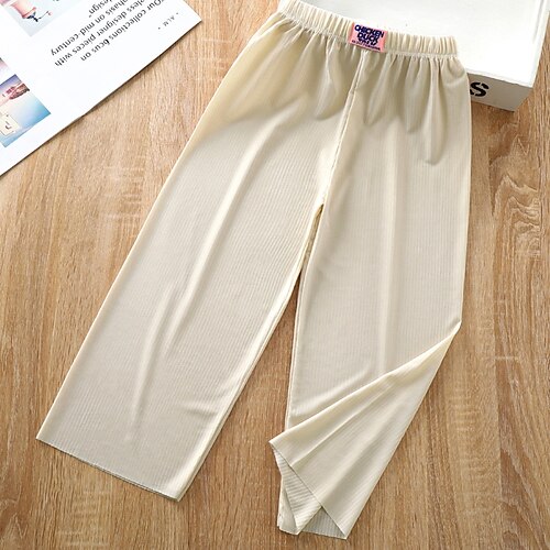 

Kids Girls' Pants Solid Colored Cute Casual 2-9 Years Spring Black Blue Khaki