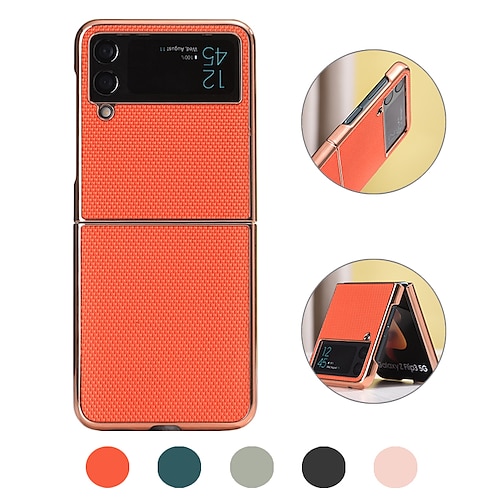 

Phone Case For Samsung Galaxy Flip Z Flip 4 Z Flip 3 Plating Flip Shockproof Solid Colored Nylon PC
