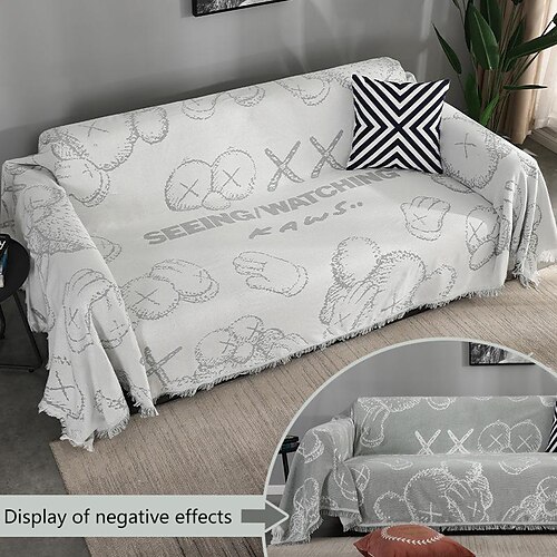 

Sofa Cover Sofa Blanket Nordic Tassel Couch Cover Couch Protector Sofa Throw Cover Double-Sided Washable for Armchair/Loveseat/3 Seater/4 Seater/L Shape Sofa