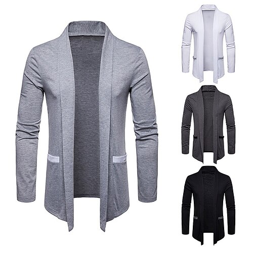 

Men's T shirt Tee Pure Color Turndown Round Neck Light gray Dark Gray White Black non-printing Street Casual Long Sleeve Pocket Clothing Apparel Stylish Casual Minimalism / Spring / Fall