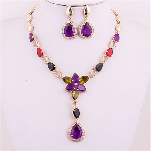 

May polly Fashion Banquet Bride Zircon Crystal Necklace Earring Set