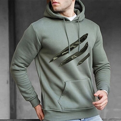 

Men's Hoodie Green Hooded Graphic Print Sports & Outdoor Streetwear Cool Designer Casual Winter Fall Clothing Apparel Hoodies Sweatshirts Long Sleeve / Spring