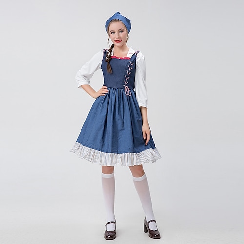

Oktoberfest / Beer Dress Cosplay Costume Masquerade Adults' Women's Dresses Dress Oktoberfest Beer Masquerade Festival / Holiday Polyster Blue Women's Easy Carnival Costumes Solid Color / Vest / Vest