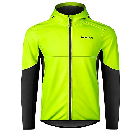 

INBIKE Men's Cycling Jacket Windbreaker Winter Thermal Warm Waterproof Windproof Fleece Lining Bike Jacket Windbreaker Mountain Bike MTB Road Bike Cycling City Bike Cycling Black Green Bike Wear