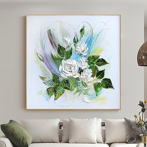 

Pintura a óleo artesanal arte da parede da lona decoração planta abstrata pintura floral lindas flores para decoração de casa rolada sem moldura pintura não esticada