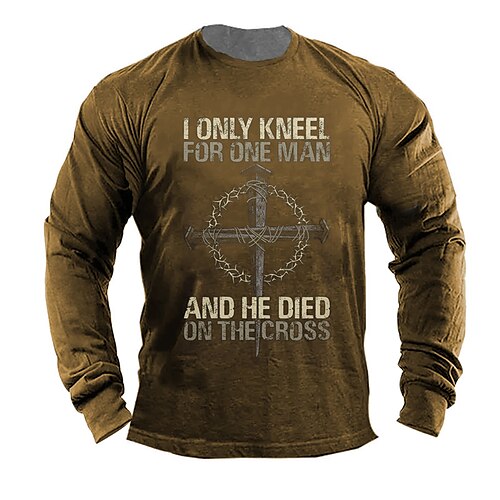 

Men's Unisex Sweatshirt Pullover Brown Crew Neck Letter Graphic Prints Cross Print Daily Sports Holiday 3D Print Streetwear Designer Casual Spring & Fall Clothing Apparel Hoodies Sweatshirts Long