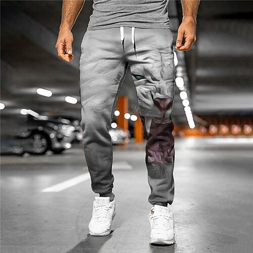 

Men's Sweatpants Joggers Trousers Side Pockets 3D Print Elastic Drawstring Design Graphic Animal Breathable Soft Daily Leisure Sports Designer Casual / Sporty Gray Micro-elastic / Elasticity