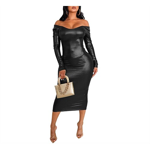 

Women's Bodycon Sheath Dress Midi Dress Green Black Blue Long Sleeve Pure Color Backless Winter Fall Autumn Strapless Modern Winter Dress Fall Dress 2022 S M L XL XXL