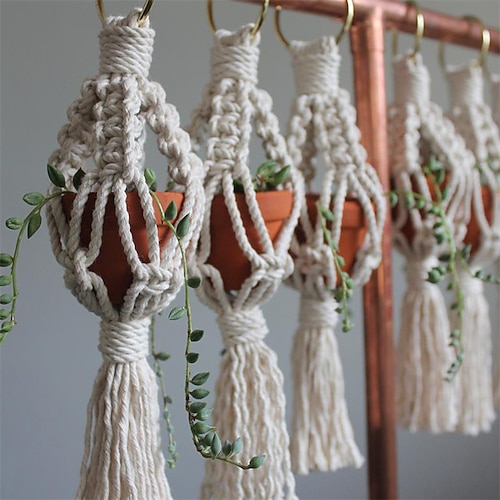 

Woven Succulent Plant Hanger Nordic Decoration Small Pendant Air Green Plant Ornaments Mini Weaving Home Decoration