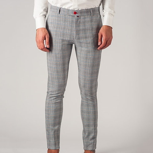 

Men's Chinos Trousers Jogger Pants Plaid Dress Pants Front Pocket Plaid Checkered Lattice Tartan Comfort Business Casual Daily Basic Streetwear Gray Micro-elastic