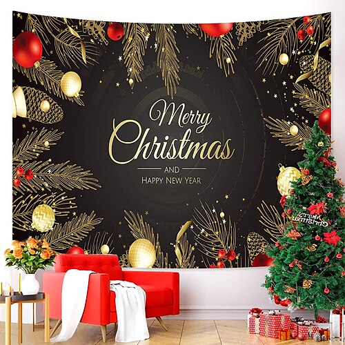 

Christmas Santa Claus Holiday Party Wall Tapestry Art Decor Blanket Curtain Picnic Tablecloth Hanging Home Bedroom Dorm Decoration Snow Gift