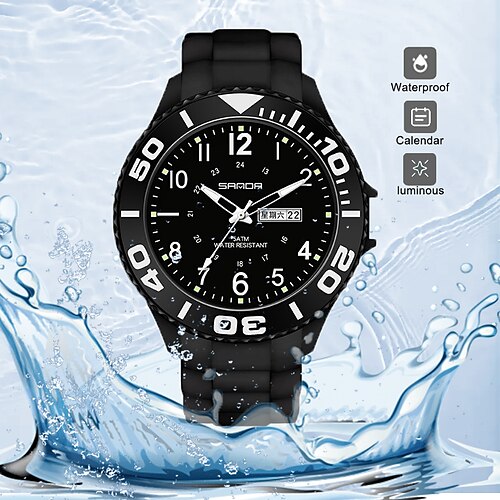 

New Sanda 6051 Men And Women Middle School Students Quartz Watch Cool Waterproof Calendar Week Display Month Display Fashion Personality Creative Watch