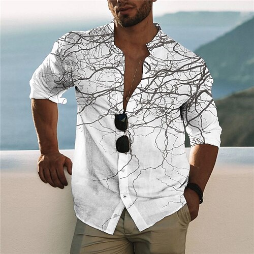 

Men's Shirt Graphic Shirt Graphic Turndown White 3D Print Outdoor Street Button-Down Print Clothing Apparel Fashion Designer Casual Breathable / Long Sleeve / Long Sleeve