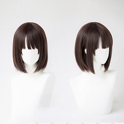 

Princess Connect! Re Dive Eriko Kuraishi With Bangs Wig Short Black Synthetic Hair Women's Soft Easy to Carry Fashion Black