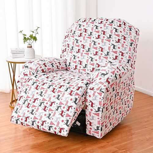 

Christmas Decoration Stretch Chair Sofa Couch Cover 1/2/3 Seater Recliner Slipcover Chair Sofa Protector with Pocket, Non Slip Soft Washable Sofa Slipcover for Kids, Pets