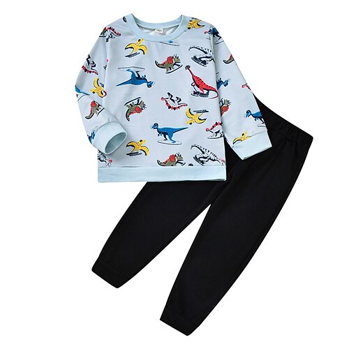 

2 Pieces Kids Boys Hoodie & Pants Clothing Set Outfit Cartoon Long Sleeve Cotton Set Vacation Casual Comfort Winter Fall 2-6 Years Khaki Orange Light gray