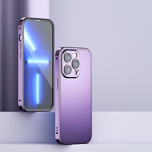 

Phone Case For Apple Full Body Case iPhone 14 13 Pro Max 14 Plus 13 Mini Full Body Protective Shockproof Solid Colored Tempered Glass Metal