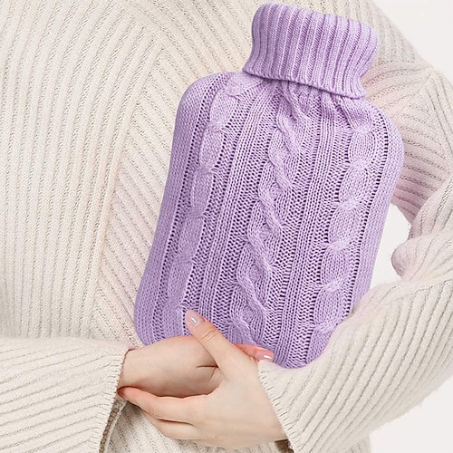 

2 Liter Rubber Hot Water Bottle with Cover Knitted Multicolored Transparent Hot Water Bag