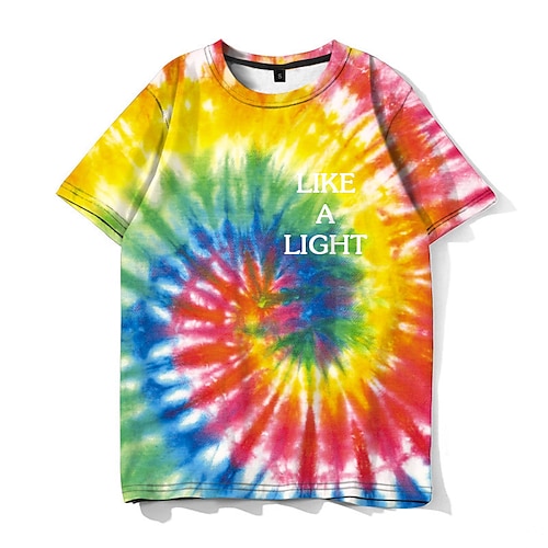 

Men's Unisex T shirt Tee Letter Graphic Prints Crew Neck Yellow 3D Print Outdoor Street Short Sleeve Print Clothing Apparel Sports Designer Casual Big and Tall / Summer / Summer