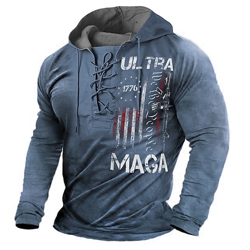 

Men's Unisex Pullover Hoodie Sweatshirt Blue Hooded Graphic Prints National Flag Lace up Print Sports & Outdoor Daily Sports 3D Print Designer Casual Big and Tall Spring & Fall Clothing Apparel