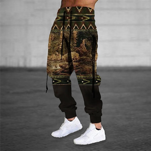 

Men's Sweatpants Joggers Trousers Drawstring Elastic Waist Ribbon Graphic Prints Comfort Breathable Sports Outdoor Casual Daily Cotton Blend Terry Streetwear Designer Brown Micro-elastic / Elasticity