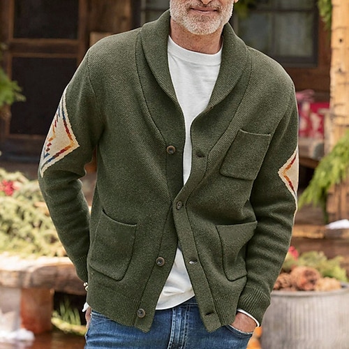 

Hombre Pulóveres Chaqueta de Punto Estriado Tejer Recortado De Punto Geométrico Escote en Pico Básico Elegante Exterior Diario Ropa Invierno Otoño Verde Ejército M L XL