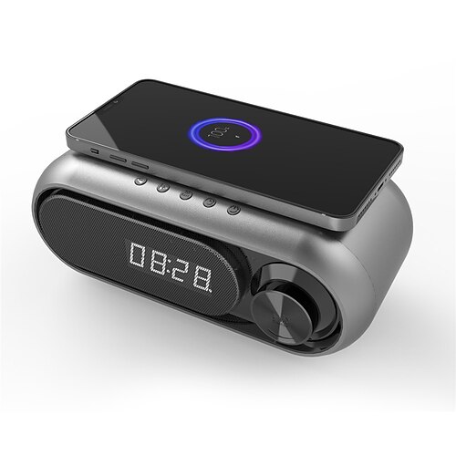 

Bluetooth Speaker Wireless Charger Clock Display High Power Fast Charging with Alarm Clock