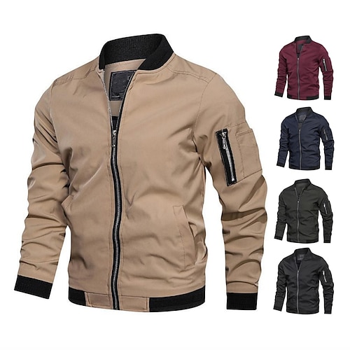 

Men's Women's Bomber Jacket Wind Jacket Long Sleeve Outerwear Winter Cotton Thermal Warm Waterproof Windproof Fitness Running Mountaineering Sportswear Activewear Solid Colored / Micro-elastic