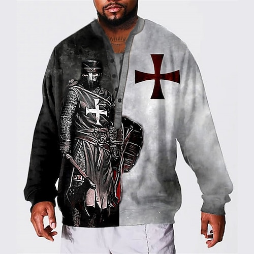 

Men's Plus Size Sweatshirt Big and Tall Graphic Prints Standing Collar Long Sleeve Spring & Fall Basic Designer Plus Size Casual Daily Sports Tops