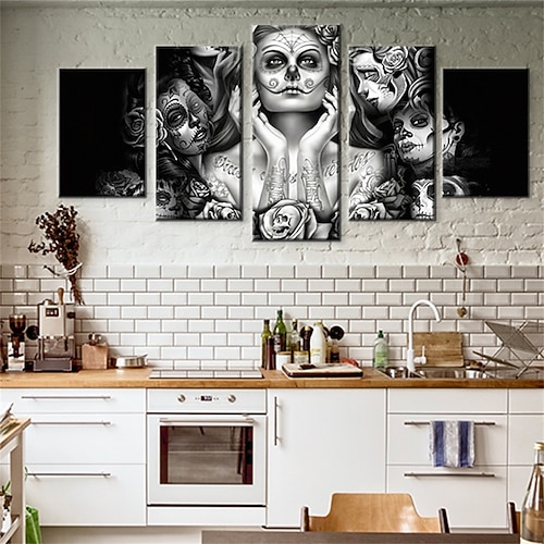 

5 Panels Halloween Prints Ghost Woman Modern Wall Art Wall Hanging Gift Home Decoration Rolled Canvas Unframed Unstretched Painting Core