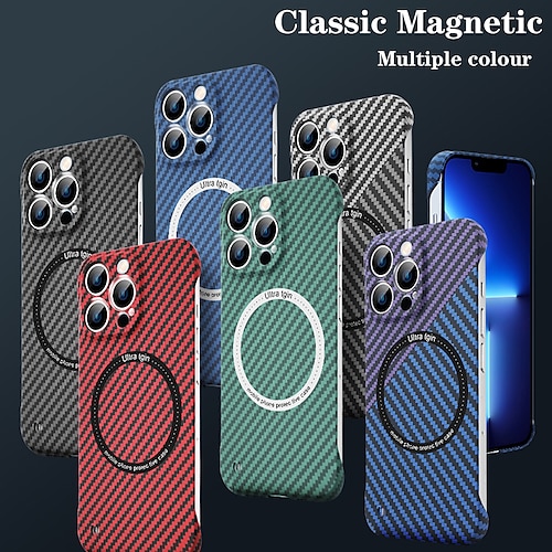 

Phone Case For Apple iPhone 15 Pro Max Plus iPhone 14 Pro Max iPhone 13 Pro Max 12 11 Slim Case With Magsafe Ultra Thin Shockproof Solid Colored Carbon Fiber PC