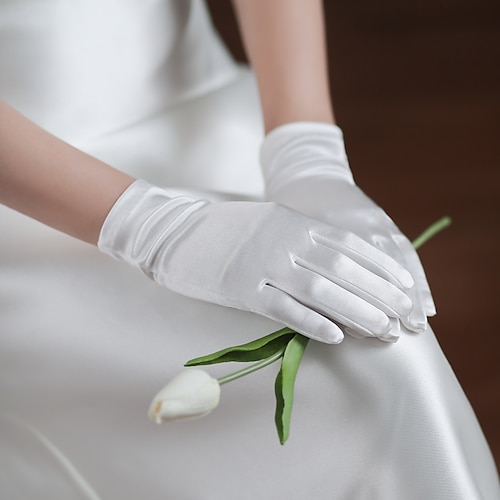 

Satin Wrist Length Glove Elegant / Simple Style With Pure Color Wedding / Party Glove