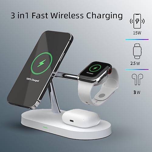 

3 in 1 Magnetic Wireless Charger 15W Fast Charging Station for Magnet iPhone 14 13 12 pro Max Chargers for Airpods pro Apple Watch 8 7