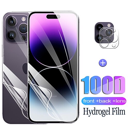 

[3 Pack] Phone Screen Protector Camera Lens Protector Front and Back Screen Protector For Apple iPhone 14 Pro Max 13 12 11 X XR XS Mini TPU Hydrogel High Definition (HD) Ultra Thin 3D Touch