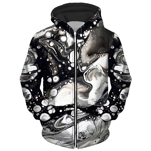 

Men's Full Zip Hoodie Jacket Black Hooded Abstract Graphic Prints Zipper Print Sports Outdoor Daily Sports 3D Print Streetwear Designer Casual Clothing Apparel Hoodies Sweatshirts Long Sleeve