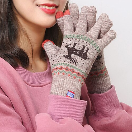 

Women's Gloves Casual Christmas Color Block Gloves