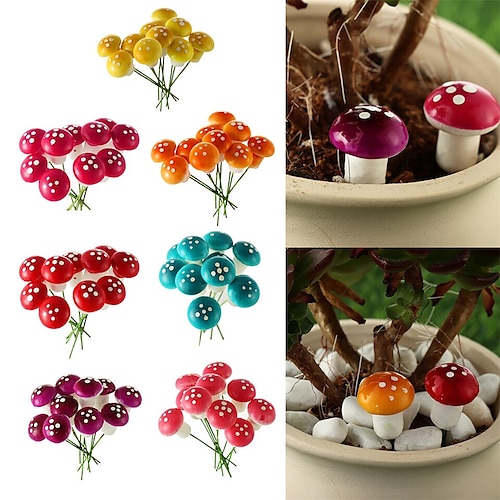 

40 PCS Mini Mushrooms for Miniature Garden PVC Mushrooms Miniature Figurines Colorful Miniature Garden Ornaments Model Garden Accessories for Micro Landscape, Plant Pots, Bonsai Craft Decor