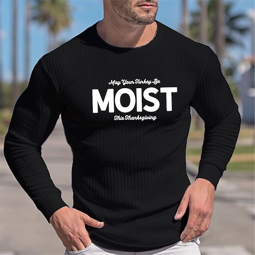 

Men's T shirt Tee Graphic Letter Crew Neck Black Hot Stamping Street Daily Long Sleeve Print Clothing Apparel Fashion Designer Casual Comfortable / Sports