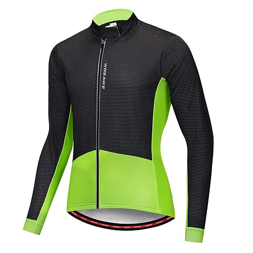 

WOSAWE Men's Cycling Jacket Bike Winter Fleece Jacket Top Thermal / Warm Waterproof Zipper Sports Polyester Fleece Winter Red black / Black / Green Mountain Bike MTB Road Bike Cycling Clothing Apparel