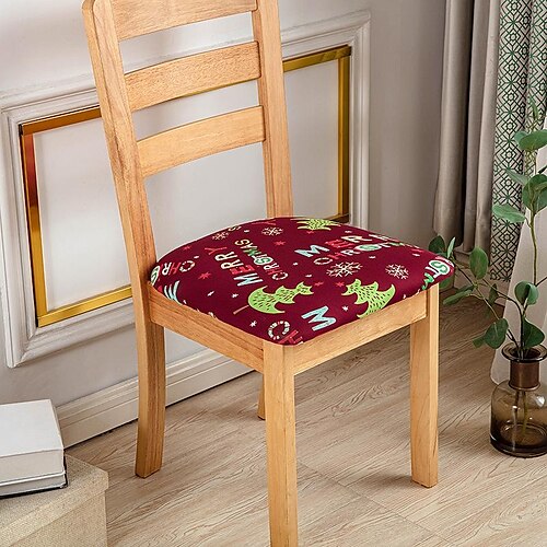 

Christmas Chair Seat Covers 1 Piece , Stretch Halloween Chair Covers, Removable Washable Dining Upholstered Chair Protector Seat Cushion Slipcovers for Dining Room Office