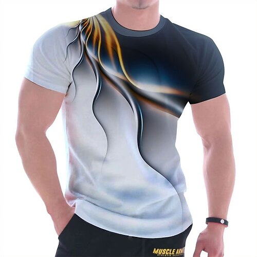 

Men's Unisex T shirt Tee Gradient Graphic Prints Crew Neck Blue Purple 3D Print Outdoor Street Short Sleeve Print Clothing Apparel Sports Designer Casual Big and Tall / Summer / Summer