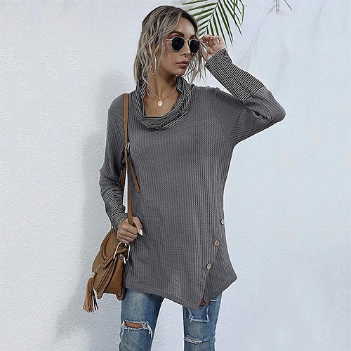 

autumn loose pile collar top long sleeve splicing knit sweaters