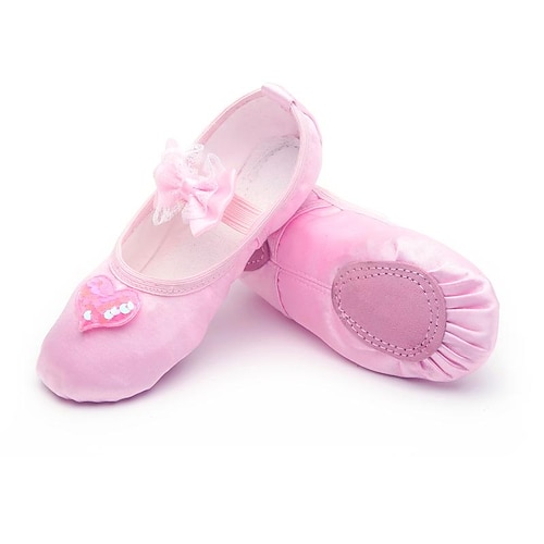 

Women's Ballet Shoes Practice Trainning Dance Shoes Stage Indoor Professional Heel Bows Sequins Flat Heel Elastic Band Pink
