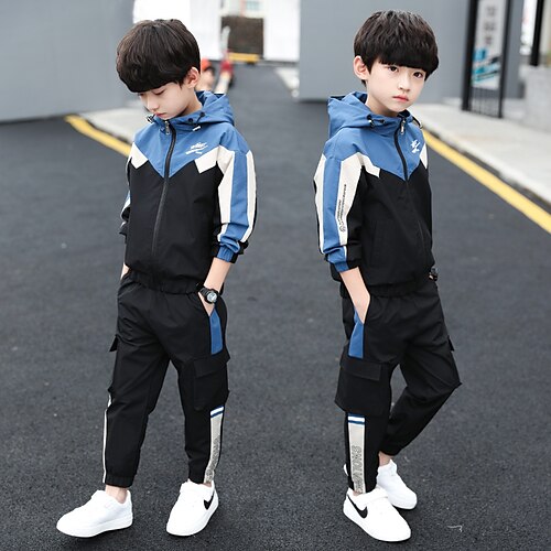 

2 Piezas Niños Chico Conjuntodepantalones Conjunto de Ropa Vestimenta Graphic Bloque de color Manga Larga Algodón Establecer Vacaciones Casual Invierno Otoño 4-13 años Verde Trébol Azul Piscina