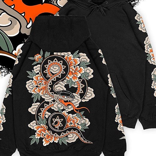 

Men's Unisex Pullover Hoodie Sweatshirt Hooded Graphic Prints Flower Print Daily Sports 3D Print Streetwear Designer Casual Clothing Apparel Hoodies Sweatshirts Long Sleeve Black