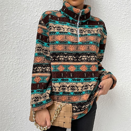 

Women's Pullover Sweater jumper Jumper Ribbed Knit Knitted Animal Turtleneck Stylish Casual Outdoor Daily Winter Fall Khaki S M L / Long Sleeve / Geometric / Regular Fit / Going out