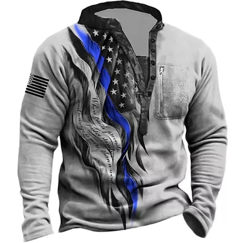 

Men's Unisex Sweatshirt Pullover Button Up Hoodie Gray Standing Collar Graphic Prints National Flag Zipper Print Daily Sports Holiday 3D Print Streetwear Designer Casual Spring & Fall Clothing