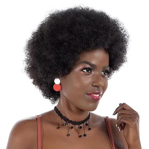 

Afro Kinky Curly Wig With Bangs Glueless Full Machine Made Brazilian For Women 180 Density Remy Short Curly Human Hair Wigs